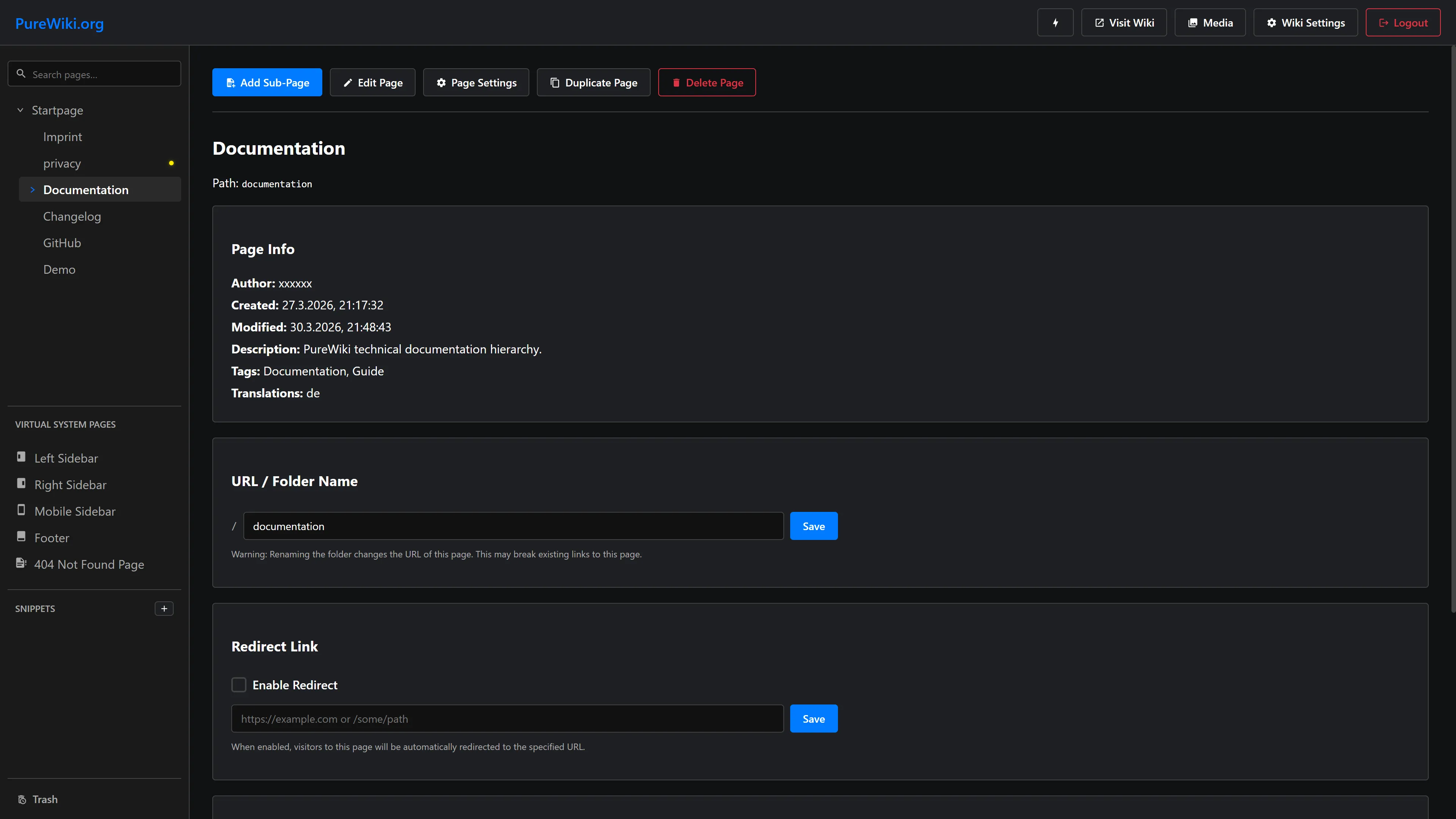 Das PureWiki Dashboard